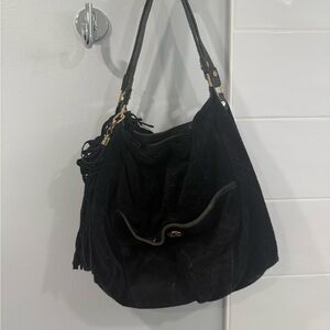 Elegant Black Suede Handbag